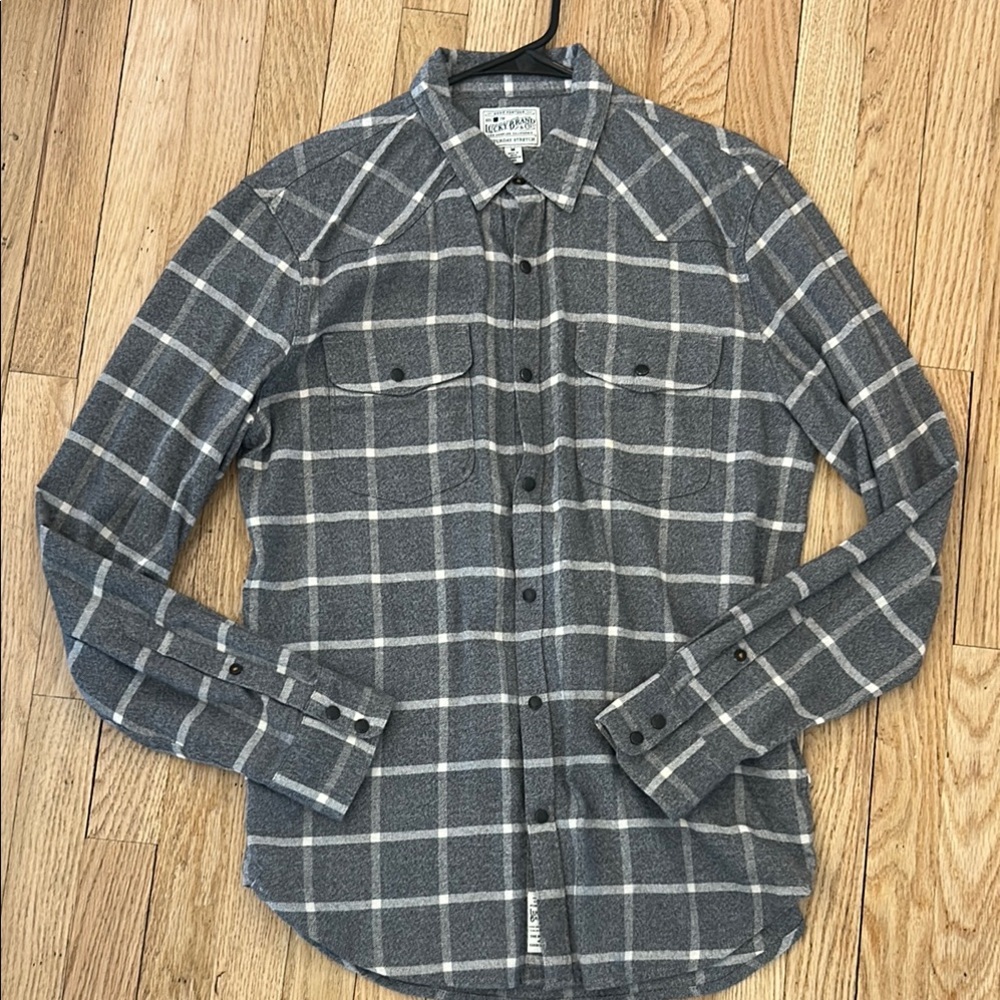 Lucky Brand grey button up long sleeve